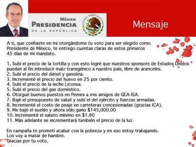 Mensaje del Sr. Presidente Don Felipe Calderón Hinojosa a los Mexicanos
